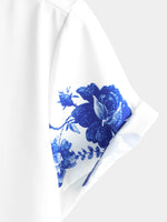 Hawaiian Shirt with Blue Floral Print