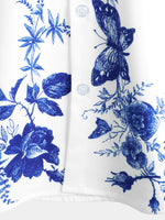 Hawaiian Shirt with Blue Floral Print