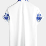 Hawaiian Shirt with Blue Floral Print