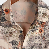Button-Up Vacation Short Sleeve Shirt with Floral Print