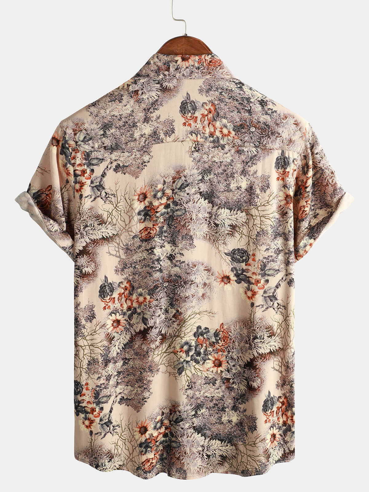 Button-Up Vacation Short Sleeve Shirt with Floral Print