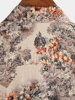 Button-Up Vacation Short Sleeve Shirt with Floral Print