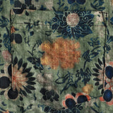 Green Hawaiian Short Sleeve Shirt with Vintage Floral Print