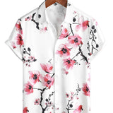 Summer Shirt with Short Sleeves in Pink Flowers for Men
