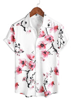 Summer Shirt with Short Sleeves in Pink Flowers for Men