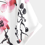 Casual Pink Floral Cherry Blossom Print Shirt, Short Sleeves