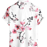 Summer Shirt with Short Sleeves in Pink Flowers for Men