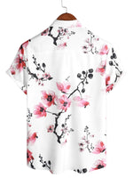Summer Shirt with Short Sleeves in Pink Flowers for Men