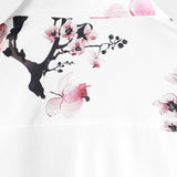 Casual Pink Floral Cherry Blossom Print Shirt, Short Sleeves