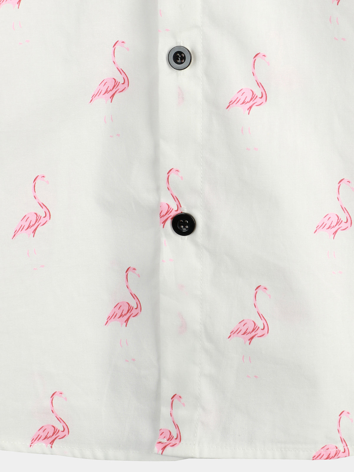 Button-Up Short Sleeve Shirt with Pink Flamingo Print