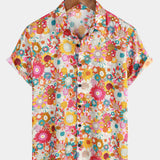 Hawaiian Short-Sleeve Shirt with Fresh Flowers