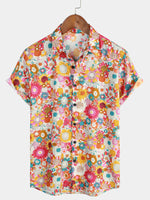 Hawaiian Short-Sleeve Shirt with Fresh Flowers