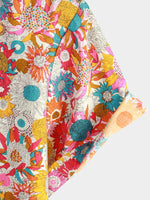 Hawaiian Short-Sleeve Shirt with Fresh Flowers