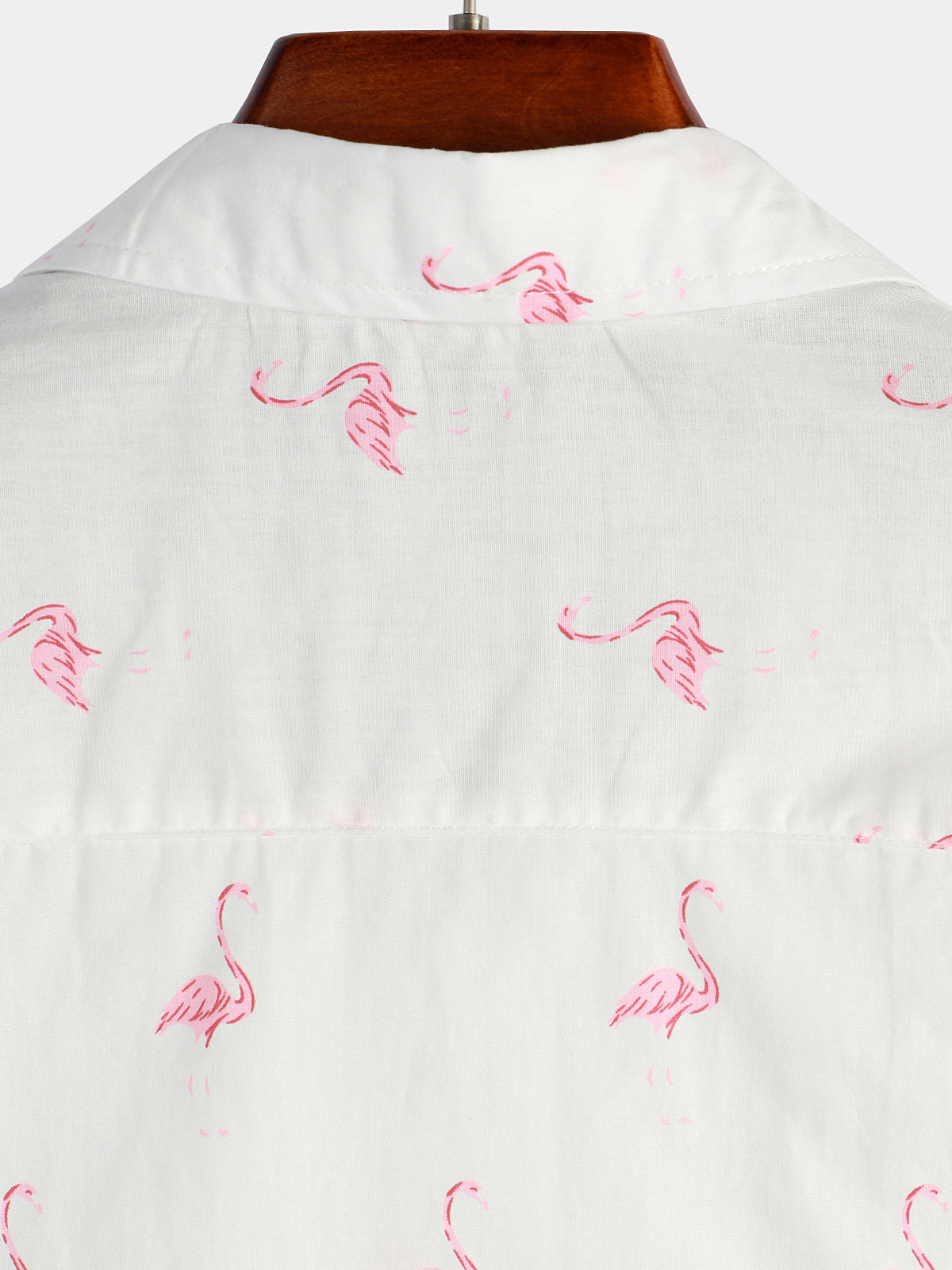 Button-Up Short Sleeve Shirt with Pink Flamingo Print