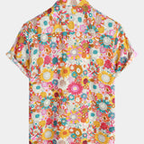 Hawaiian Short-Sleeve Shirt with Fresh Flowers