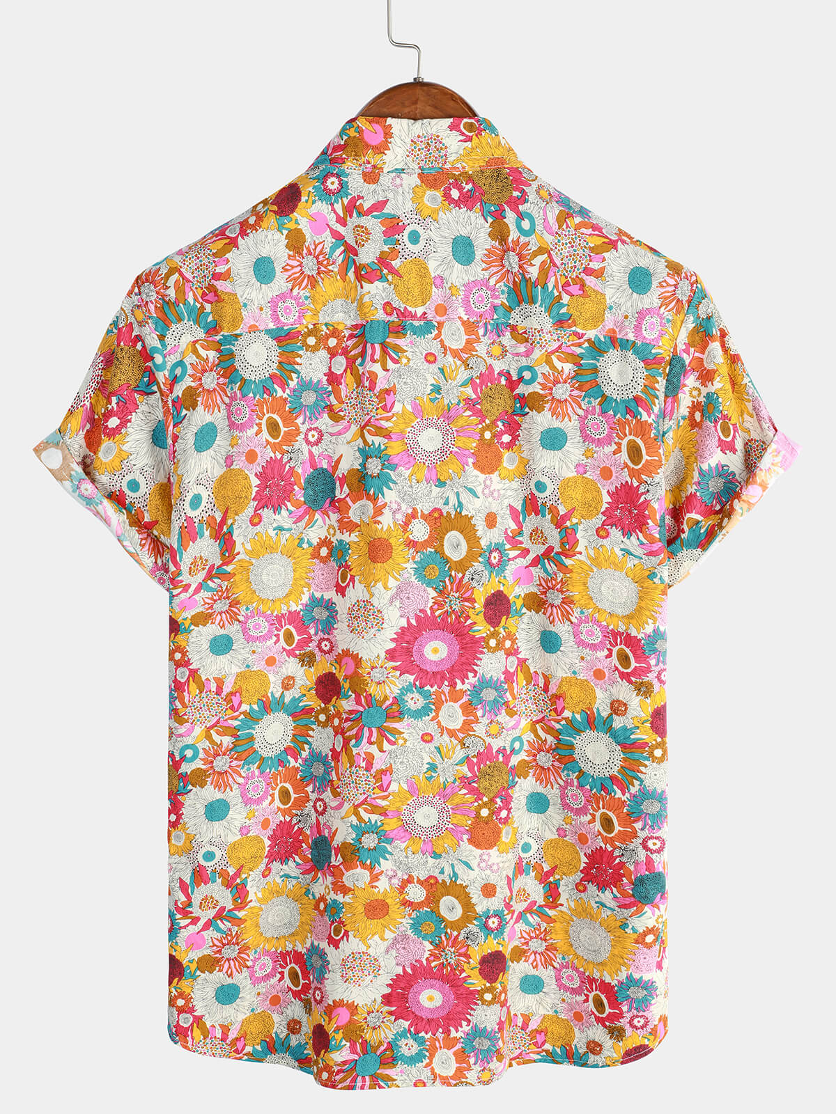 Hawaiian Short-Sleeve Shirt with Fresh Flowers