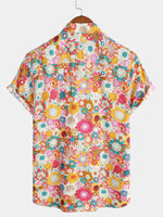 Hawaiian Short-Sleeve Shirt with Fresh Flowers