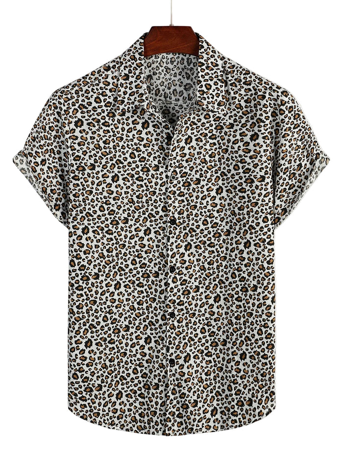Men's Leopard Print Short-Sleeve Shirt