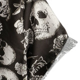 Men's Cotton Short-Sleeve Shirt with Cool Pink Skull Flower Buttons, Punk Rock and Roll
