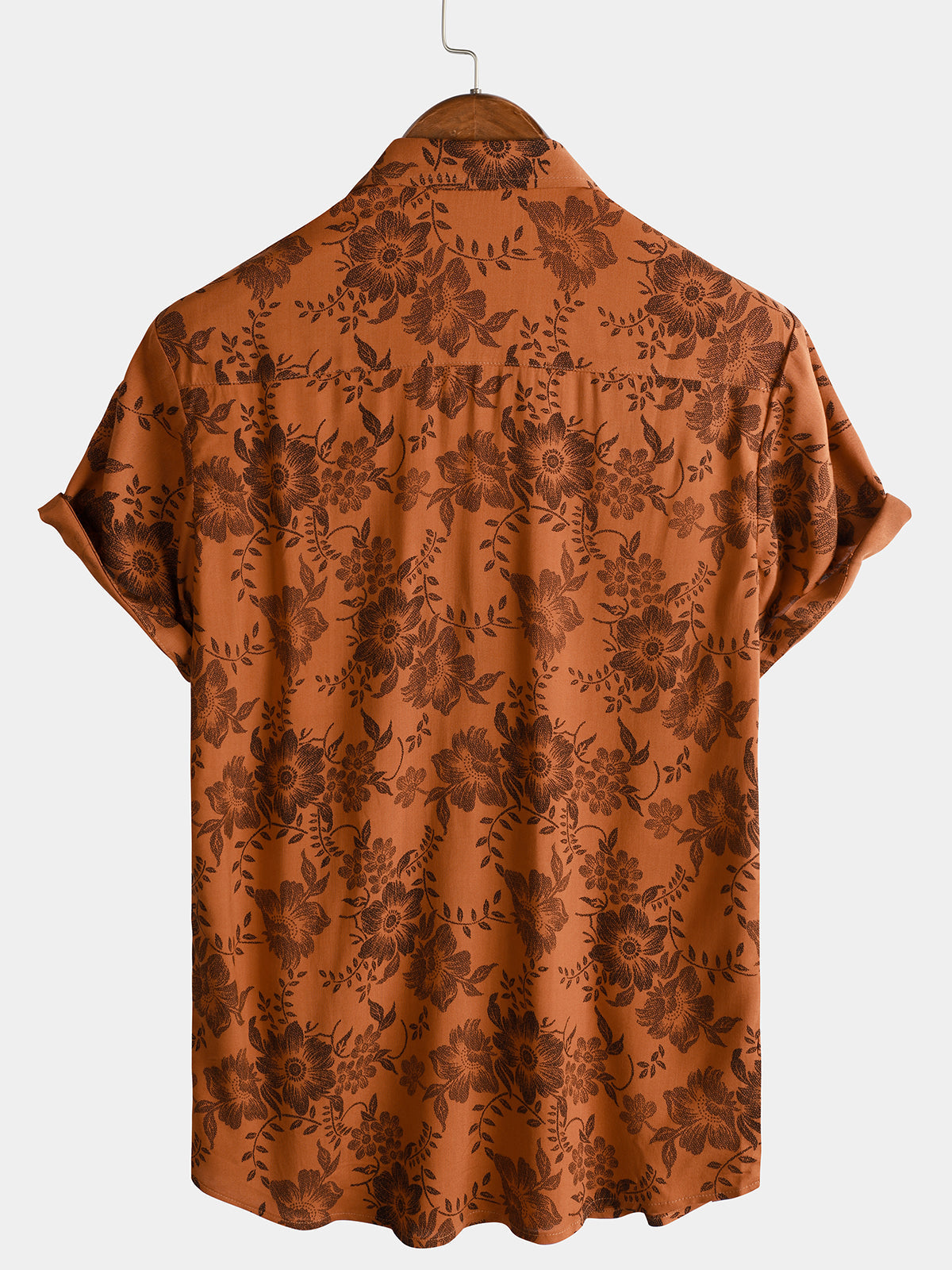 3-Pack | Brown Floral Print Short-Sleeve Breathable Button-Up Shirt