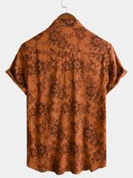 3-Pack | Brown Floral Print Short-Sleeve Breathable Button-Up Shirt