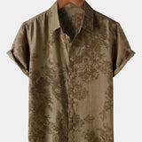 Vintage Brown Floral Vacation Short Sleeve Shirt