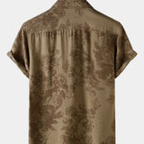 Vintage Brown Floral Vacation Short Sleeve Shirt