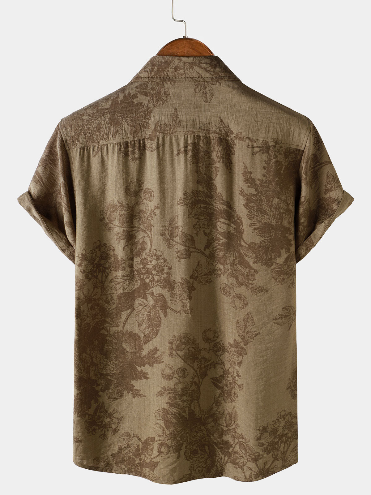 Vintage Brown Floral Vacation Short Sleeve Shirt