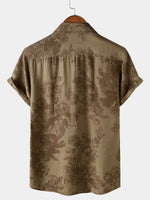 Vintage Brown Floral Vacation Short Sleeve Shirt