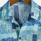 Short-Sleeve Patchwork Breathable Button Shirt