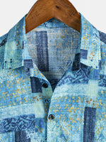 Short-Sleeve Patchwork Breathable Button Shirt