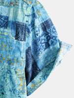 Short-Sleeve Patchwork Breathable Button Shirt