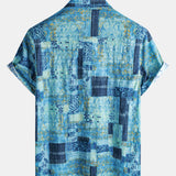 Short-Sleeve Patchwork Breathable Button Shirt