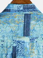 Short-Sleeve Patchwork Breathable Button Shirt