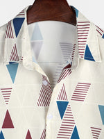 Casual Button-Up Short Sleeve Shirt with Vintage Geometric Print