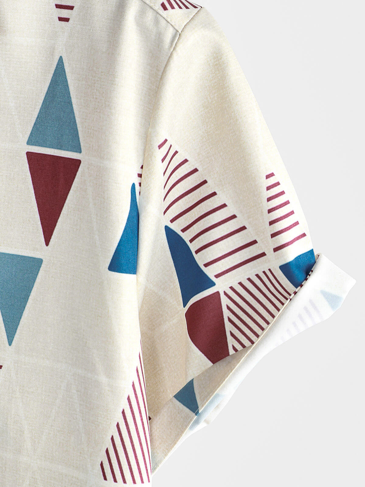 Casual Button-Up Short Sleeve Shirt with Vintage Geometric Print