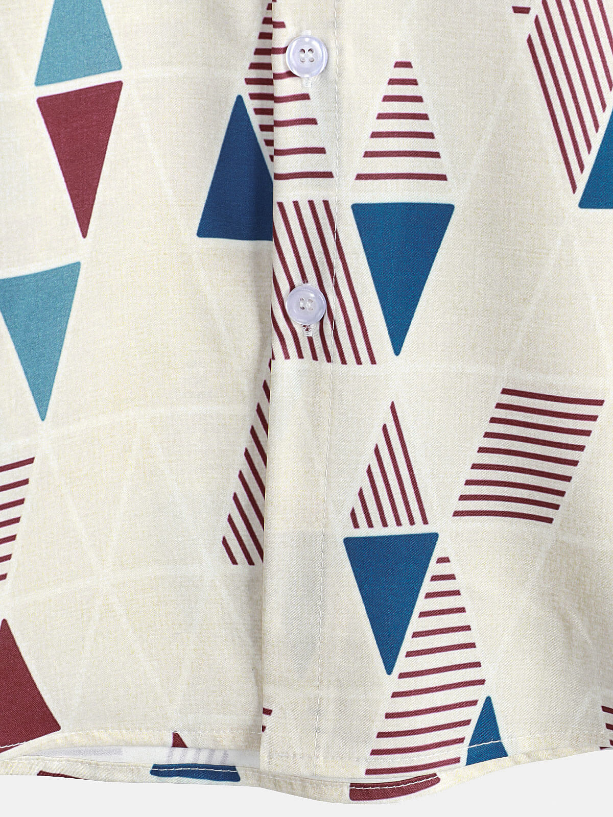 Casual Button-Up Short Sleeve Shirt with Vintage Geometric Print