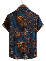 Retro Style Cotton Shirt with Short Sleeves for Men