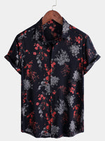 Elegant Floral Shirt, Short Sleeves