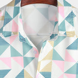 Beach Shirt, Short Sleeves, Artistic Geometric Triangle Print, Casual Summer