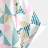 Beach Shirt, Short Sleeves, Artistic Geometric Triangle Print, Casual Summer