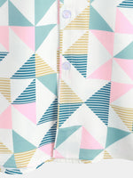 Beach Shirt, Short Sleeves, Artistic Geometric Triangle Print, Casual Summer