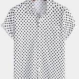 Summer Casual Polka Dot Short-Sleeve Shirt with White Pocket