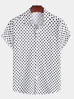 Summer Casual Polka Dot Short-Sleeve Shirt with White Pocket
