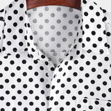 Summer Casual Polka Dot Short-Sleeve Shirt with White Pocket