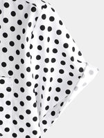 Summer Casual Polka Dot Short-Sleeve Shirt with White Pocket