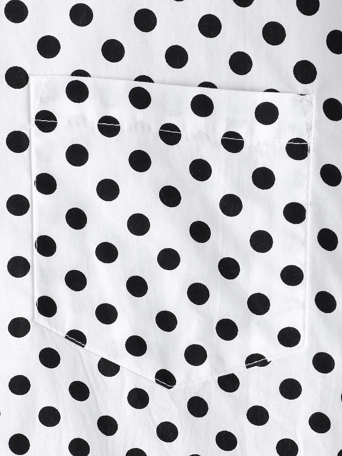 Summer Casual Polka Dot Short-Sleeve Shirt with White Pocket