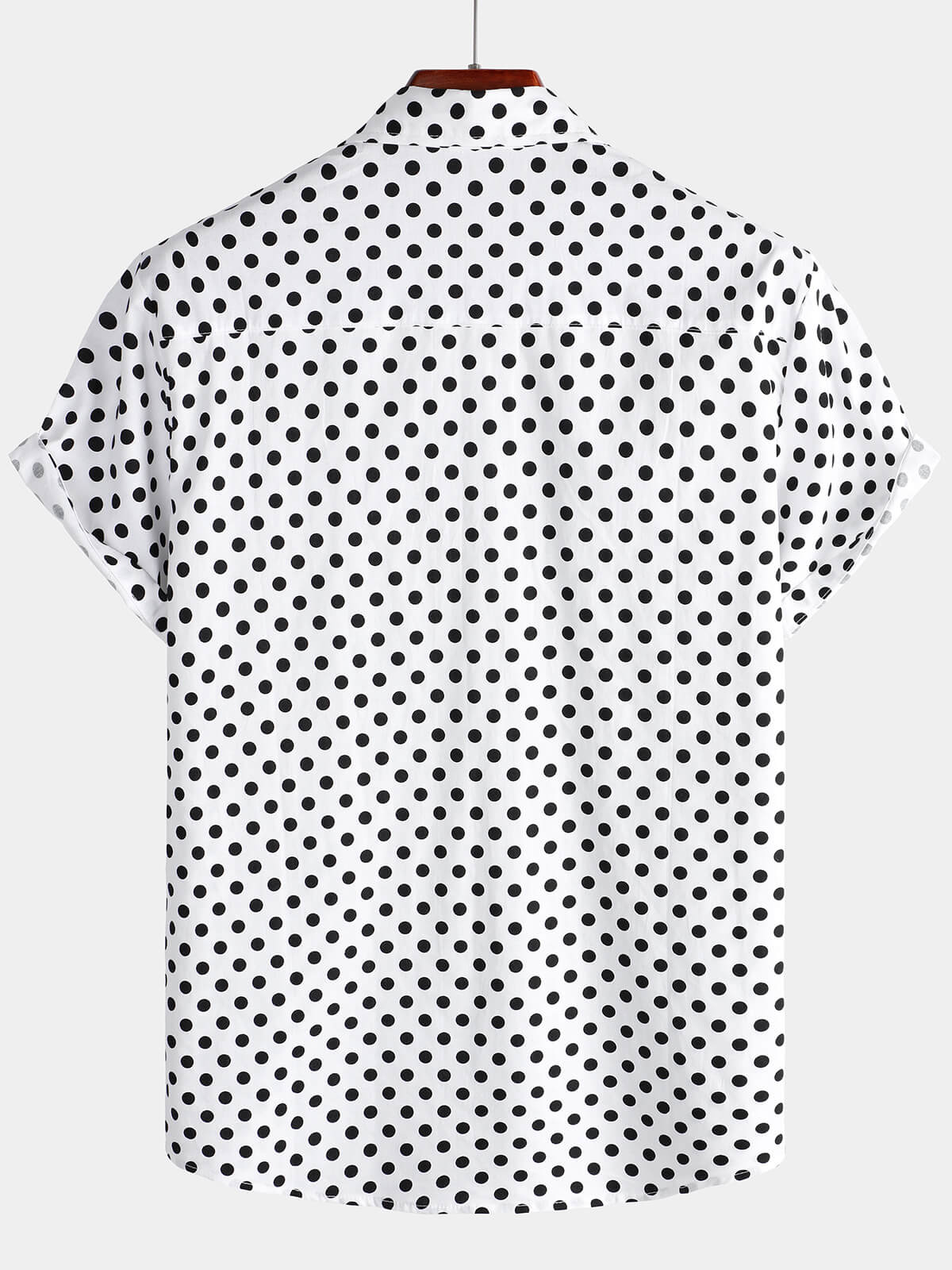 Summer Casual Polka Dot Short-Sleeve Shirt with White Pocket