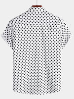 Summer Casual Polka Dot Short-Sleeve Shirt with White Pocket