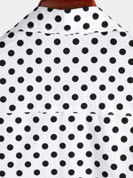 Summer Casual Polka Dot Short-Sleeve Shirt with White Pocket